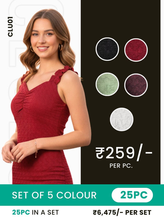 Clobulk Women Dress (Set of 25 Pc- 5 Colour)- ₹259/ per pc