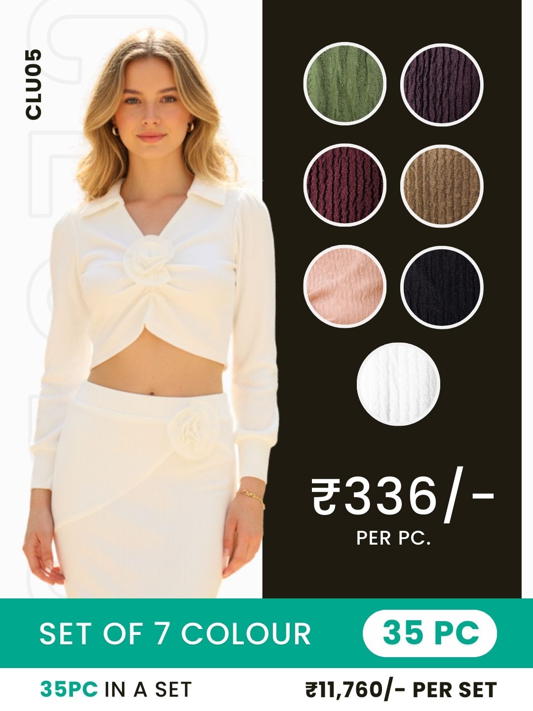 Clobulk Women Co-ord Set (Set of 35 Pc- 7 Colour)- ₹336/ per pc