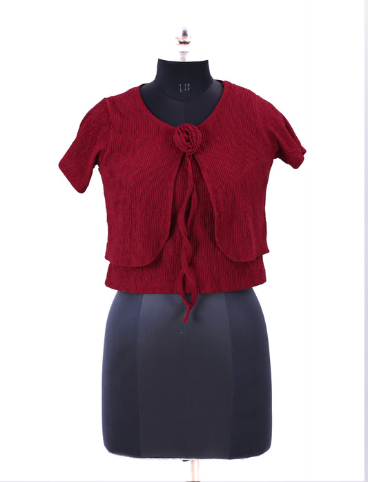 Maroon Western Top For Womens