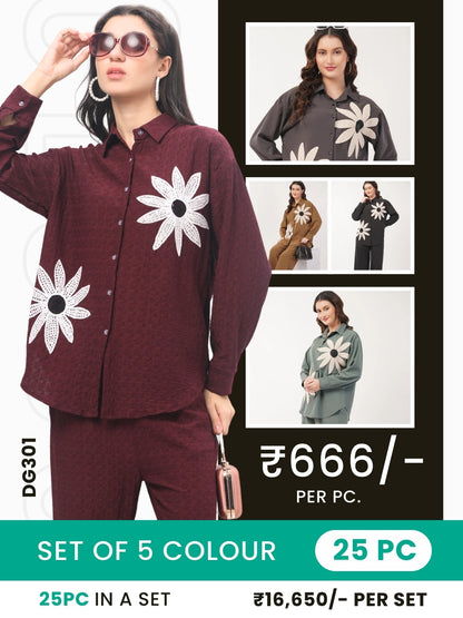 Clobulk Women Co-ord Set (Set of 25 pc -5  Colour)- ₹666/ per pc