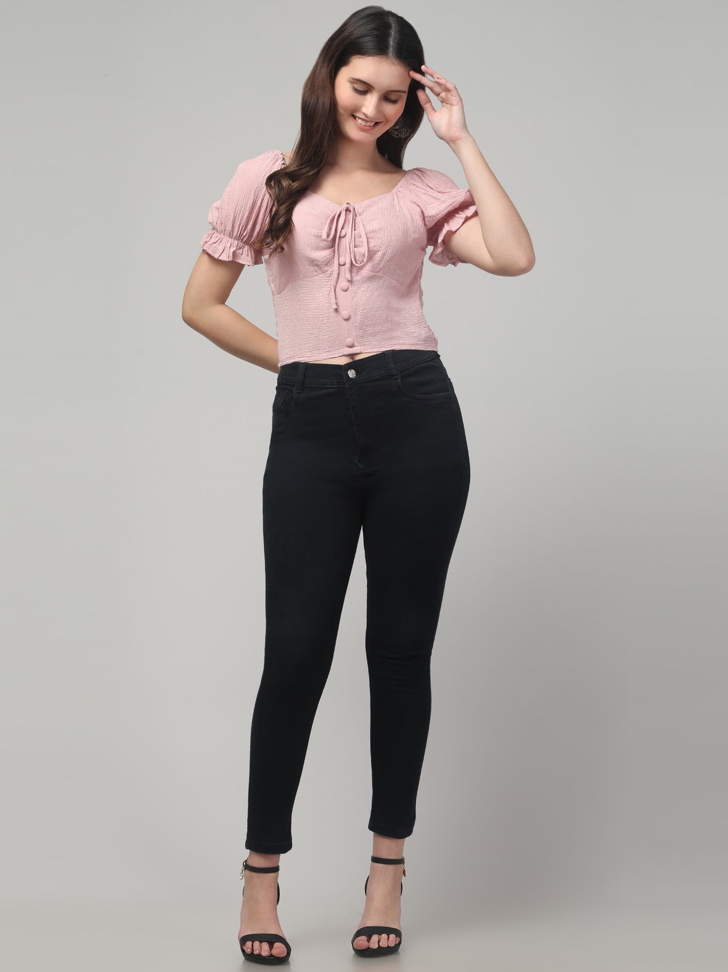 Pink Deep Neck Top For Womens