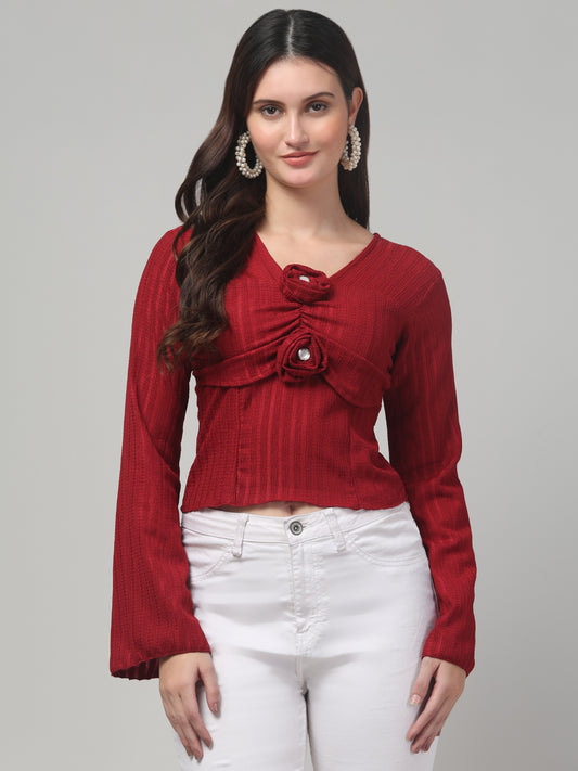 Red Fancy Top For Womens