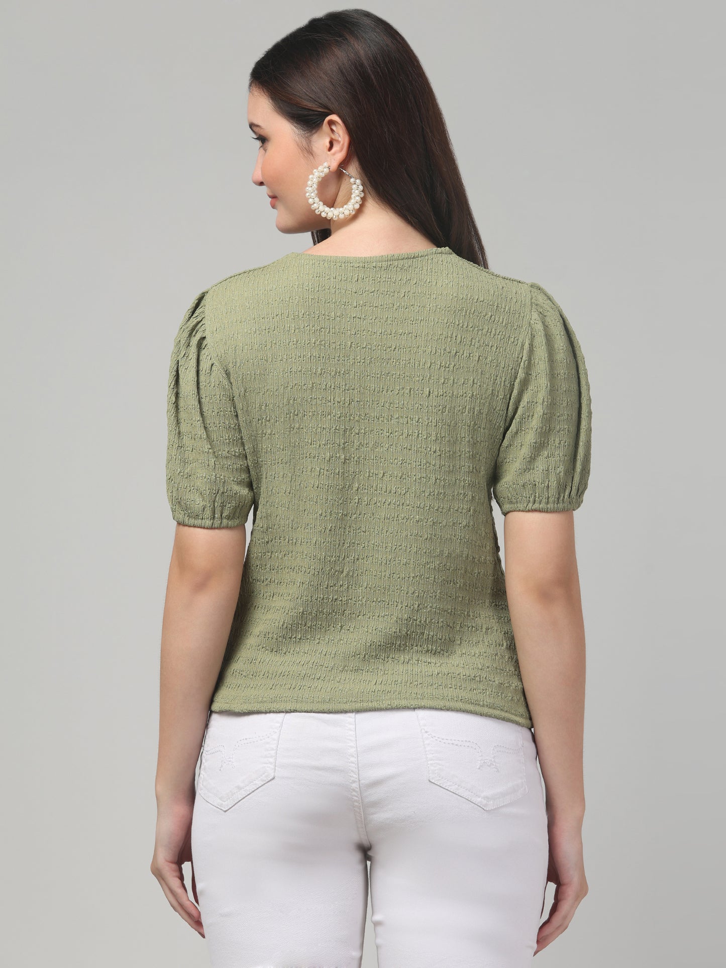Olive Sweetheart Neck Top For Womens