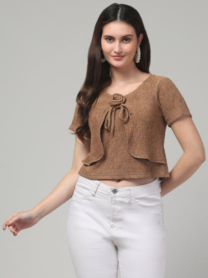 Brown Western Top For Womens