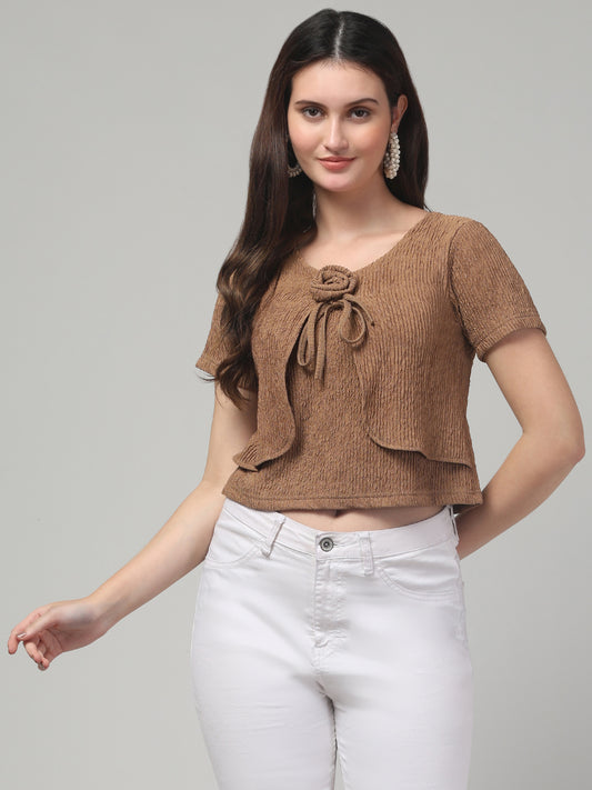 Brown Western Top For Womens