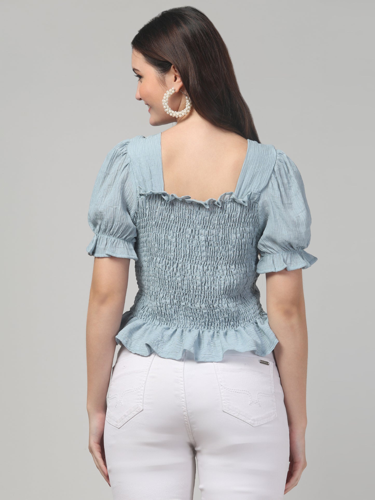 Sky Blue Party Top For Womens