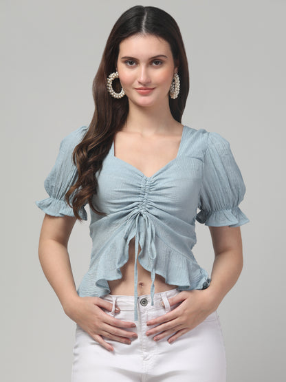 Sky Blue Party Top For Womens