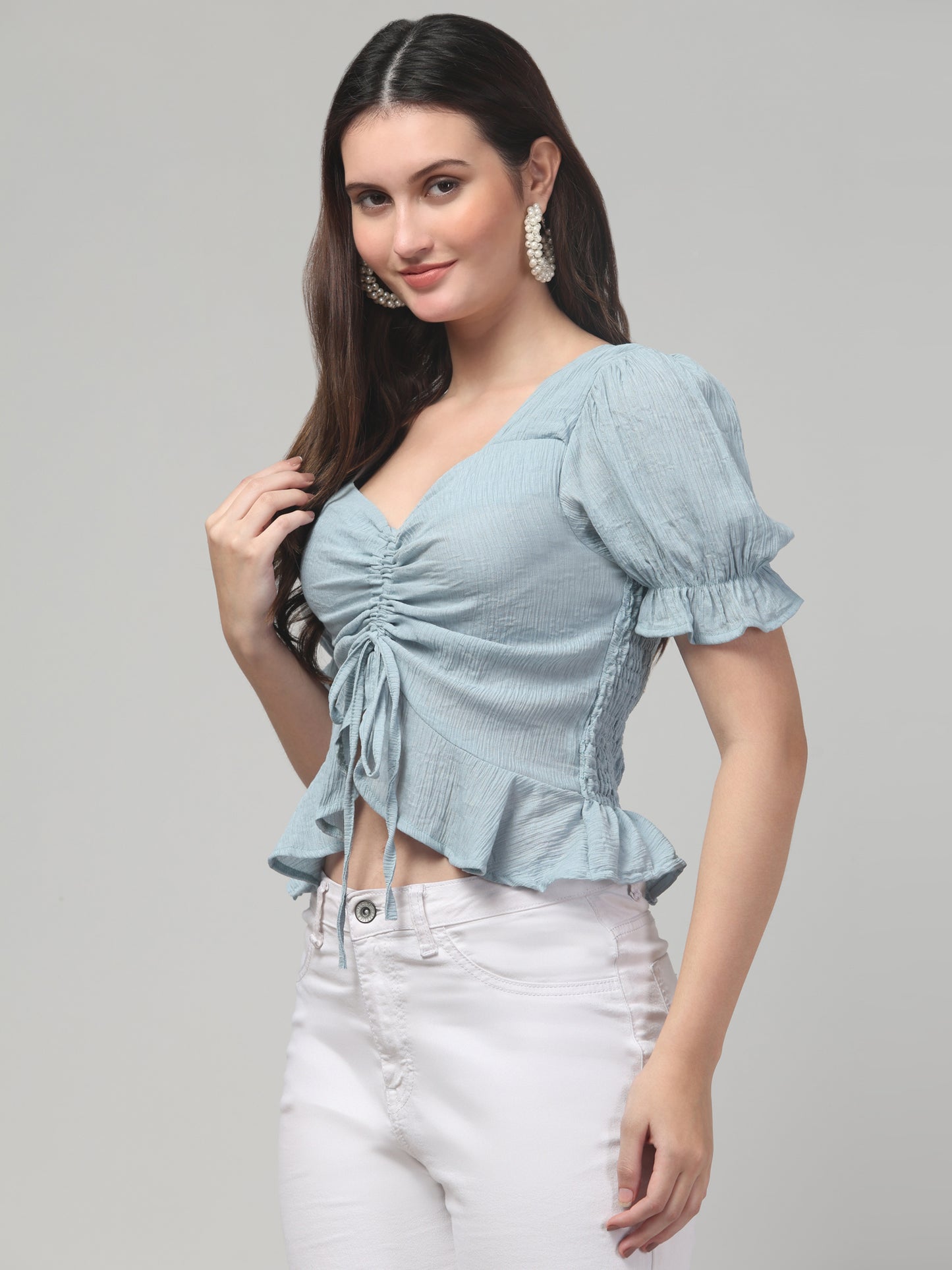 Sky Blue Party Top For Womens