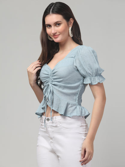 Sky Blue Party Top For Womens