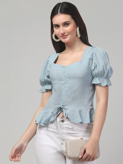 Sky Blue Party Top For Womens