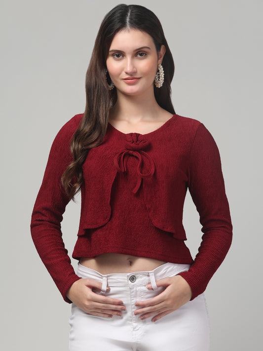 Maroon Western Top For Womens