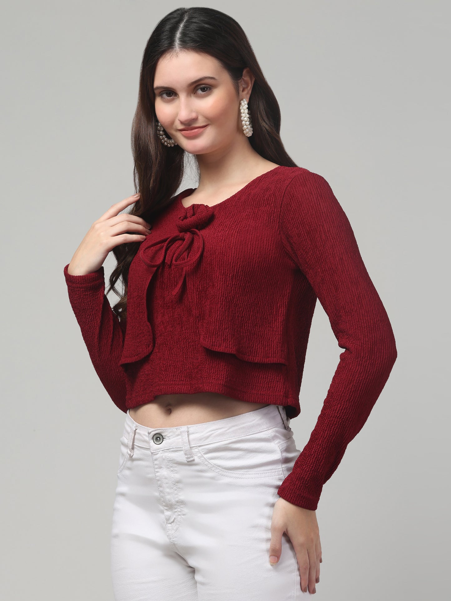 Maroon Western Top For Womens