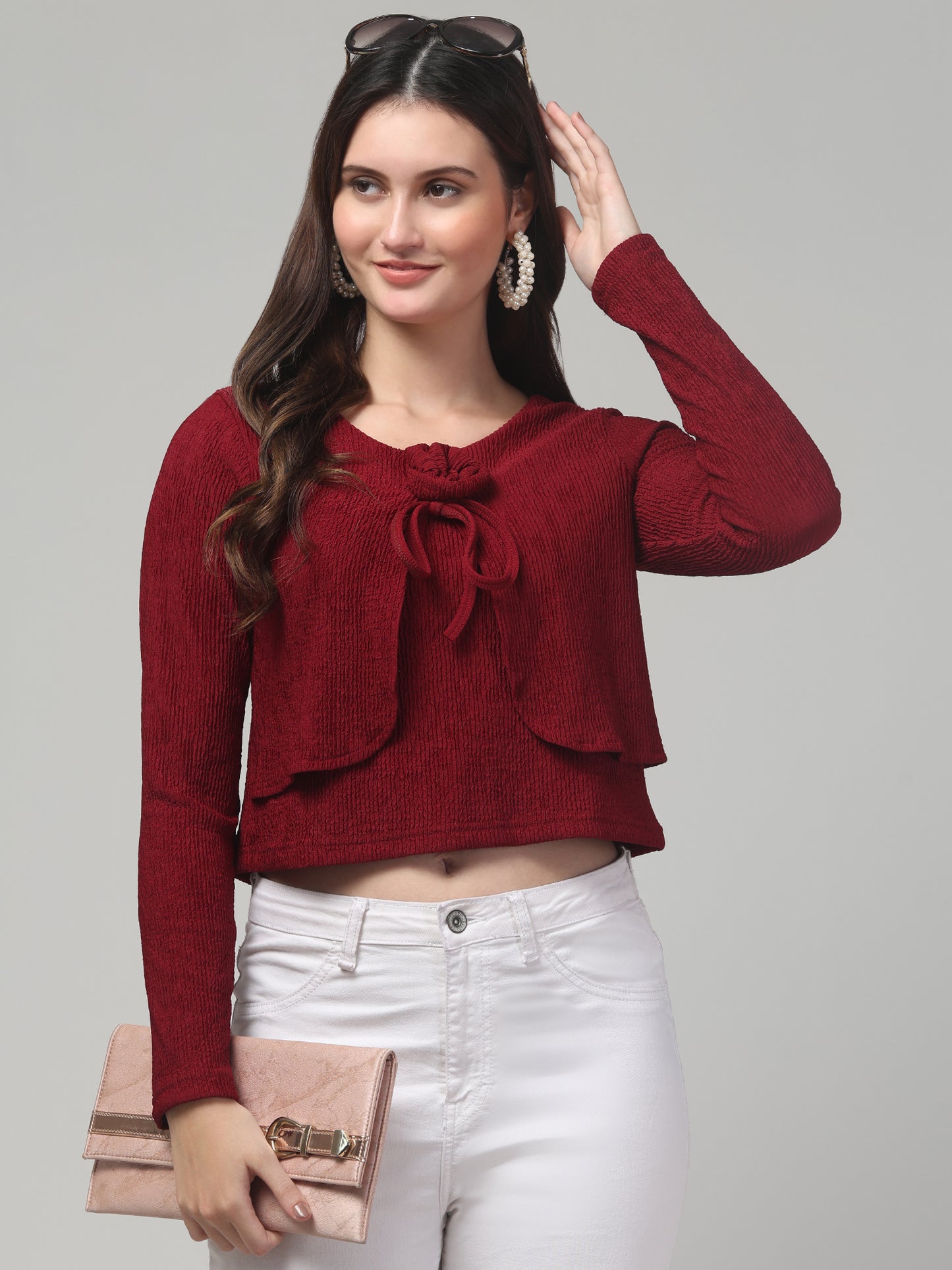 Maroon Western Top For Womens