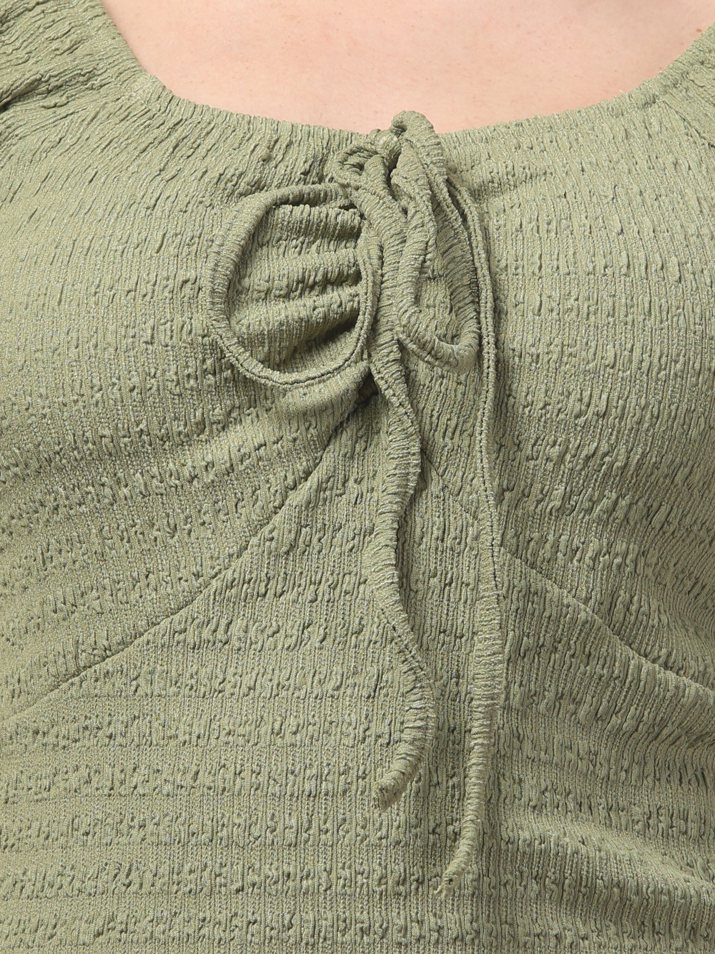 Olive Textured Top For Womens