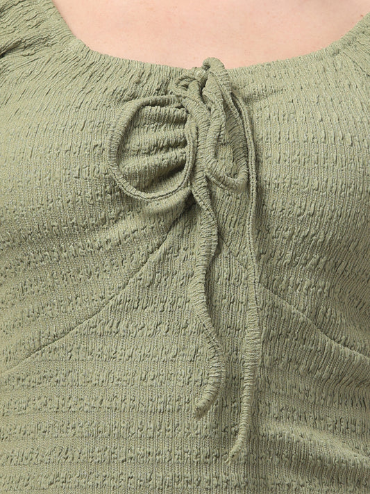 Olive Textured Top For Womens