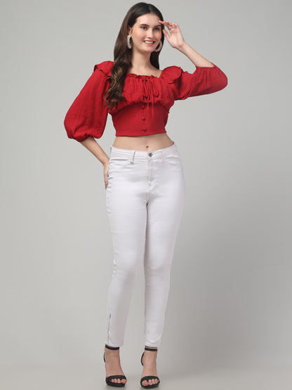 Red Trendy Top For Womens