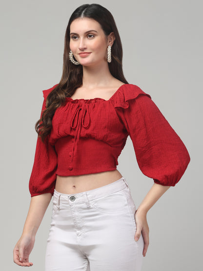 Red Trendy Top For Womens