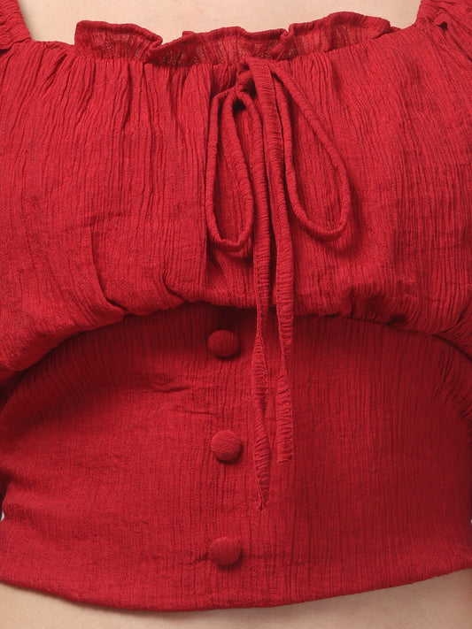 Red Trendy Top For Womens
