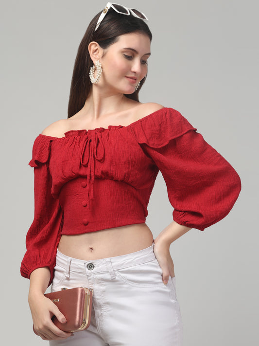 Red Trendy Top For Womens