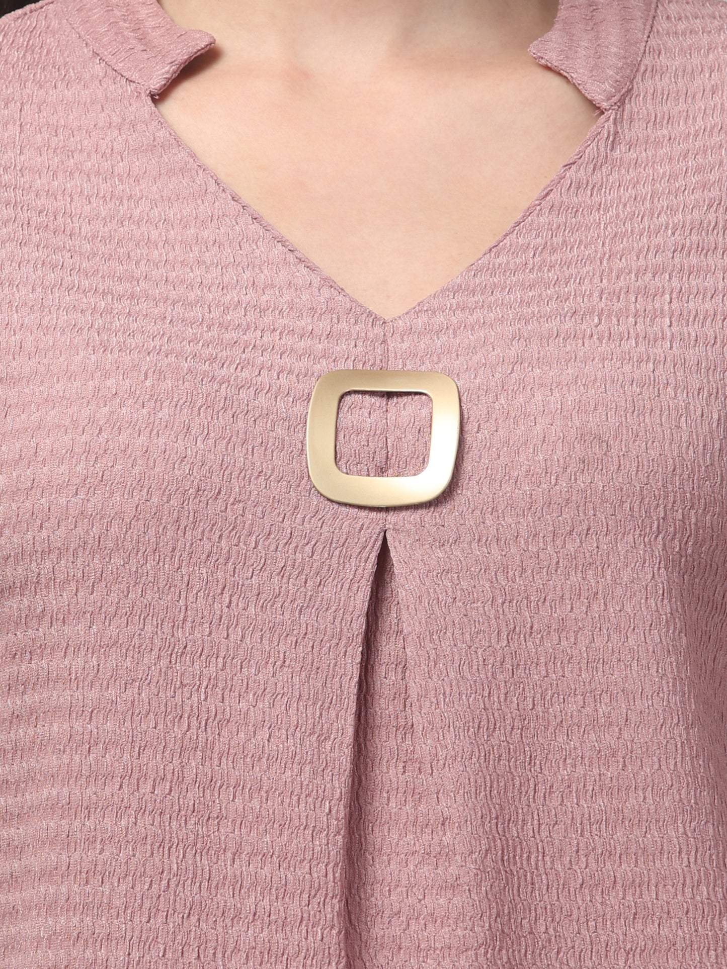 Pink Half Sleeve Textured Top For Womens