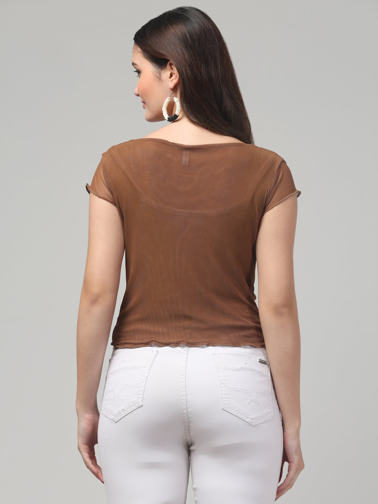 Brown Cowl Top For Womens