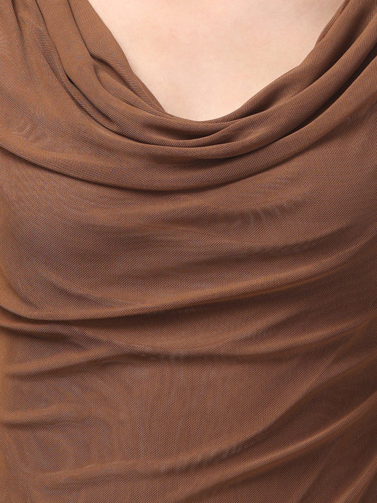 Brown Cowl Top For Womens