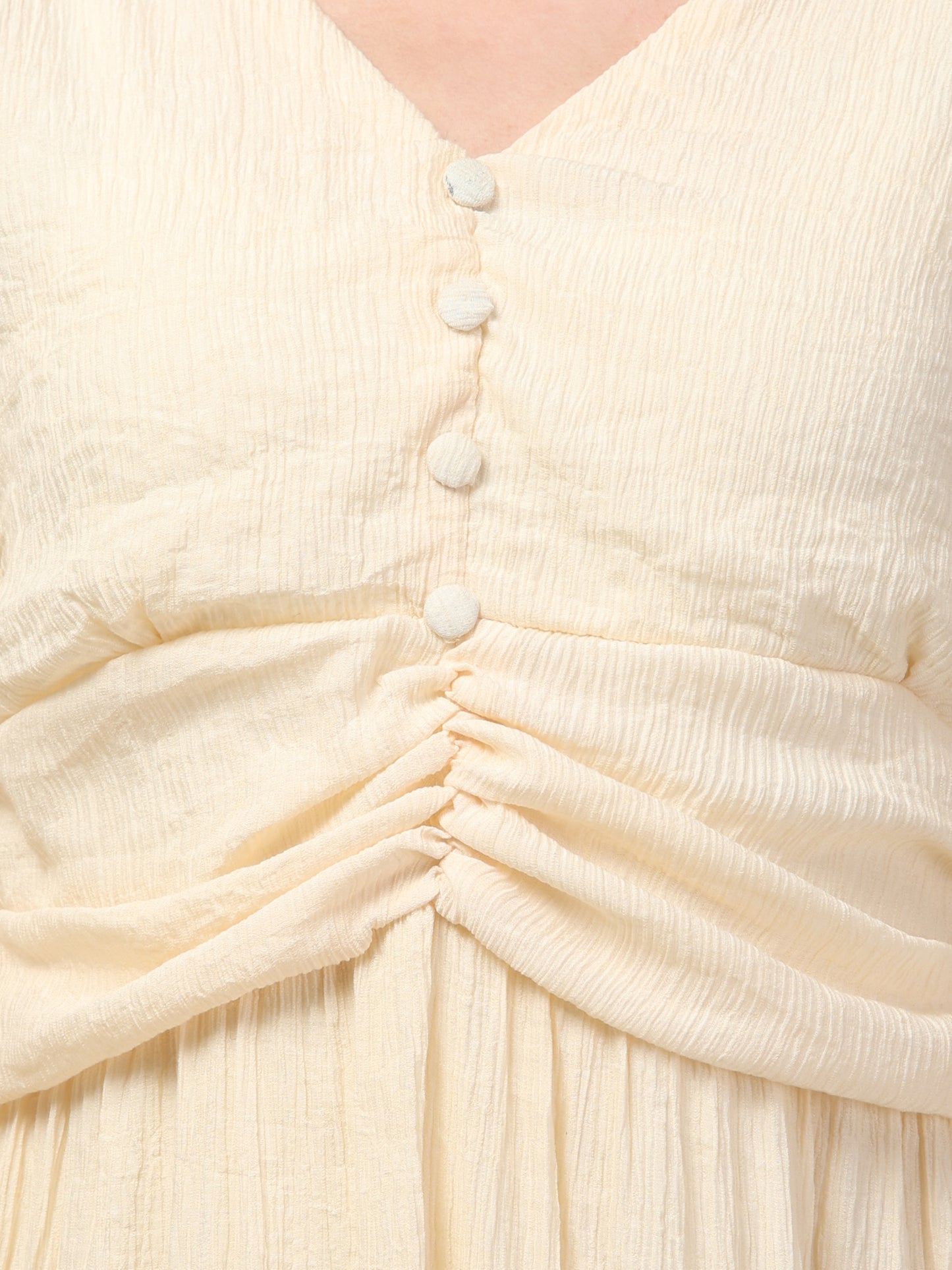 Off White Full Sleeve Midi Flare Dress