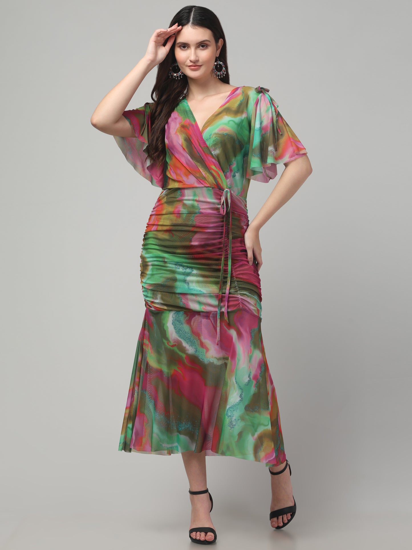 Multicolor Western Long Dress For Womens