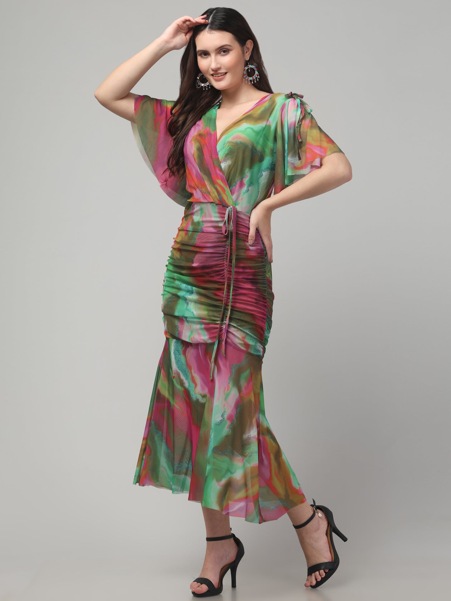 Multicolor Western Long Dress For Womens