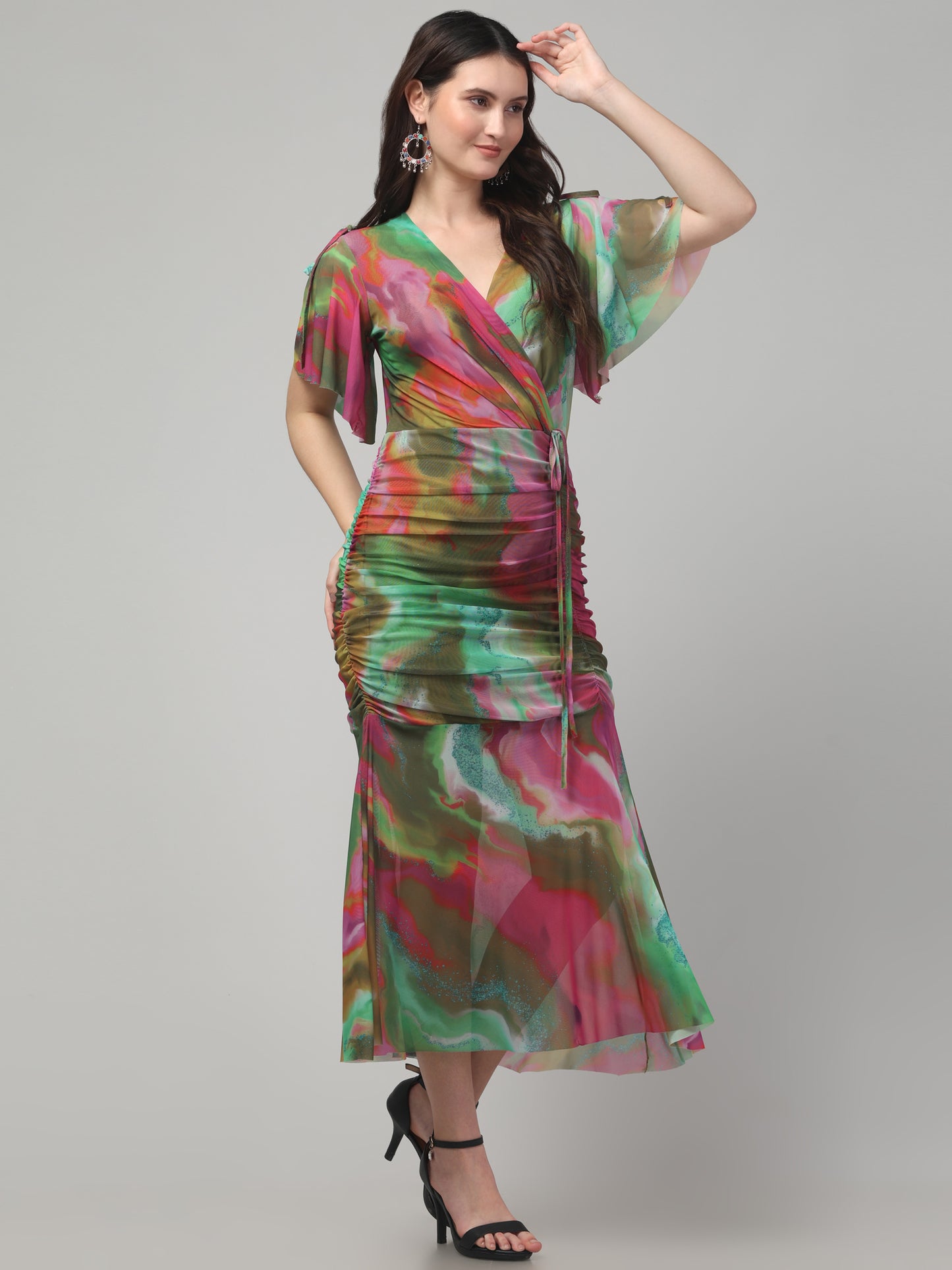 Multicolor Western Long Dress For Womens