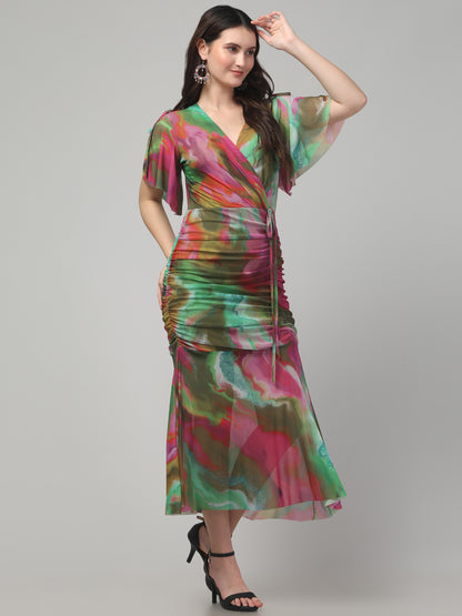 Multicolor Western Long Dress For Womens
