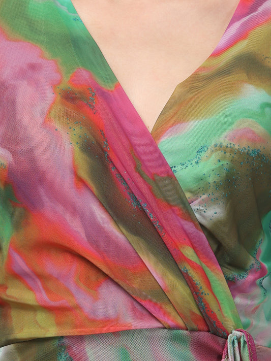 Multicolor Western Long Dress For Womens