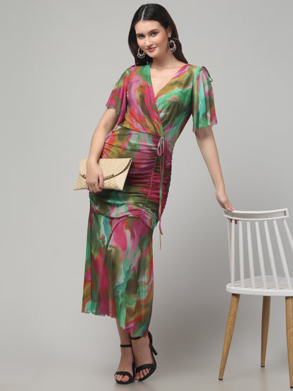 Multicolor Western Long Dress For Womens