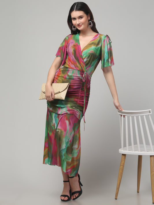 Multicolor Western Long Dress For Womens