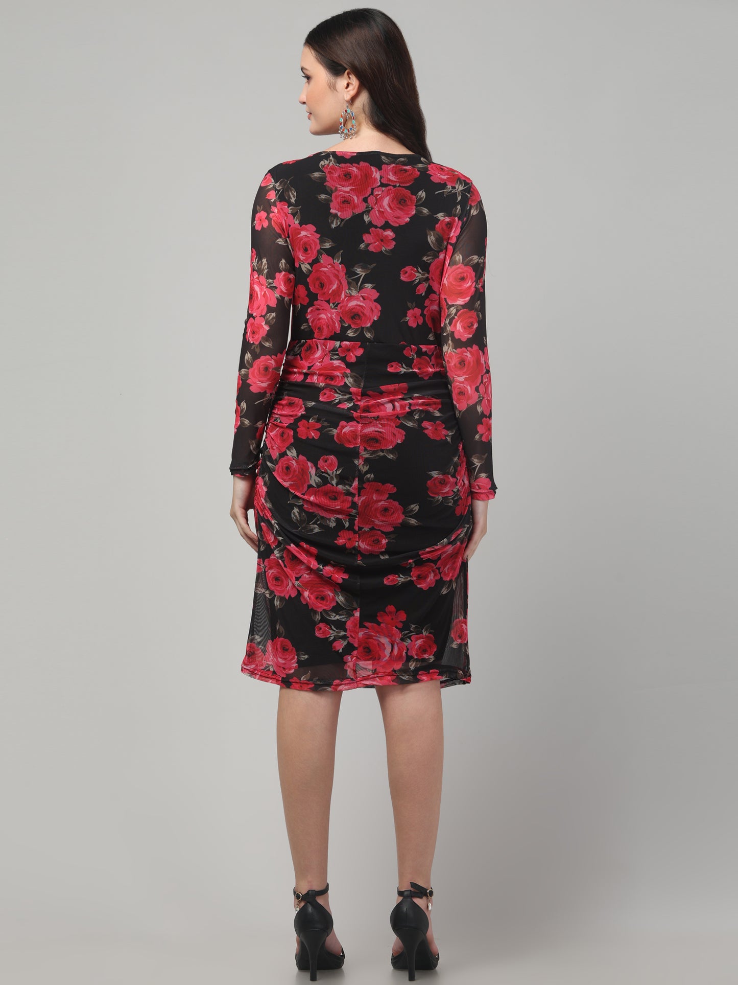 Red Floral Long Dress For Womens