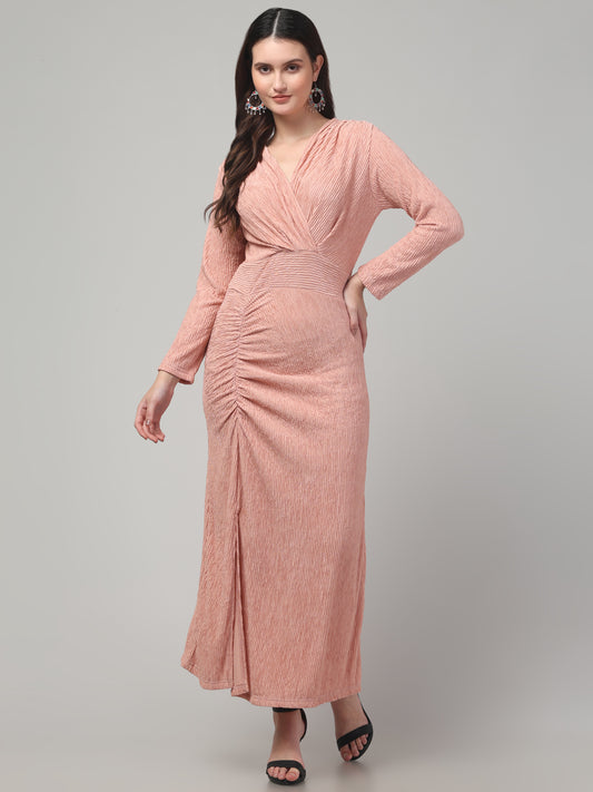 Beige Long Western Dress For Womens