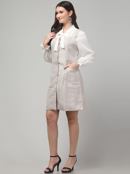 White Short Shirt Style Dress For Womens