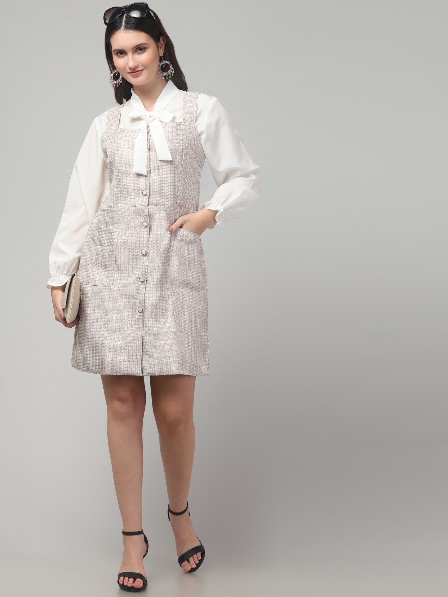 White Short Shirt Style Dress For Womens
