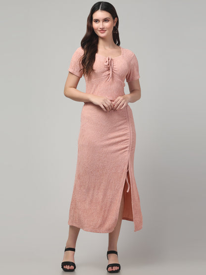 Pink Western Midi Dress For Womens