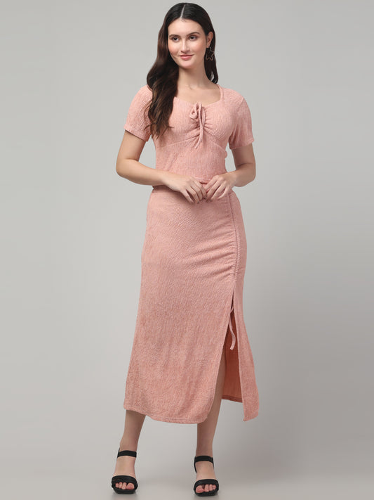 Pink Western Midi Dress For Womens