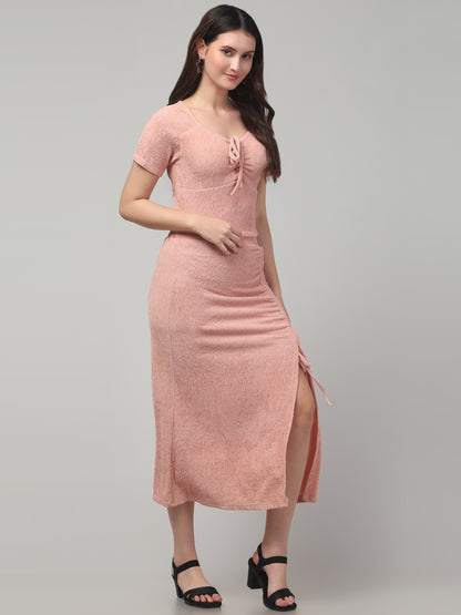 Pink Western Midi Dress For Womens