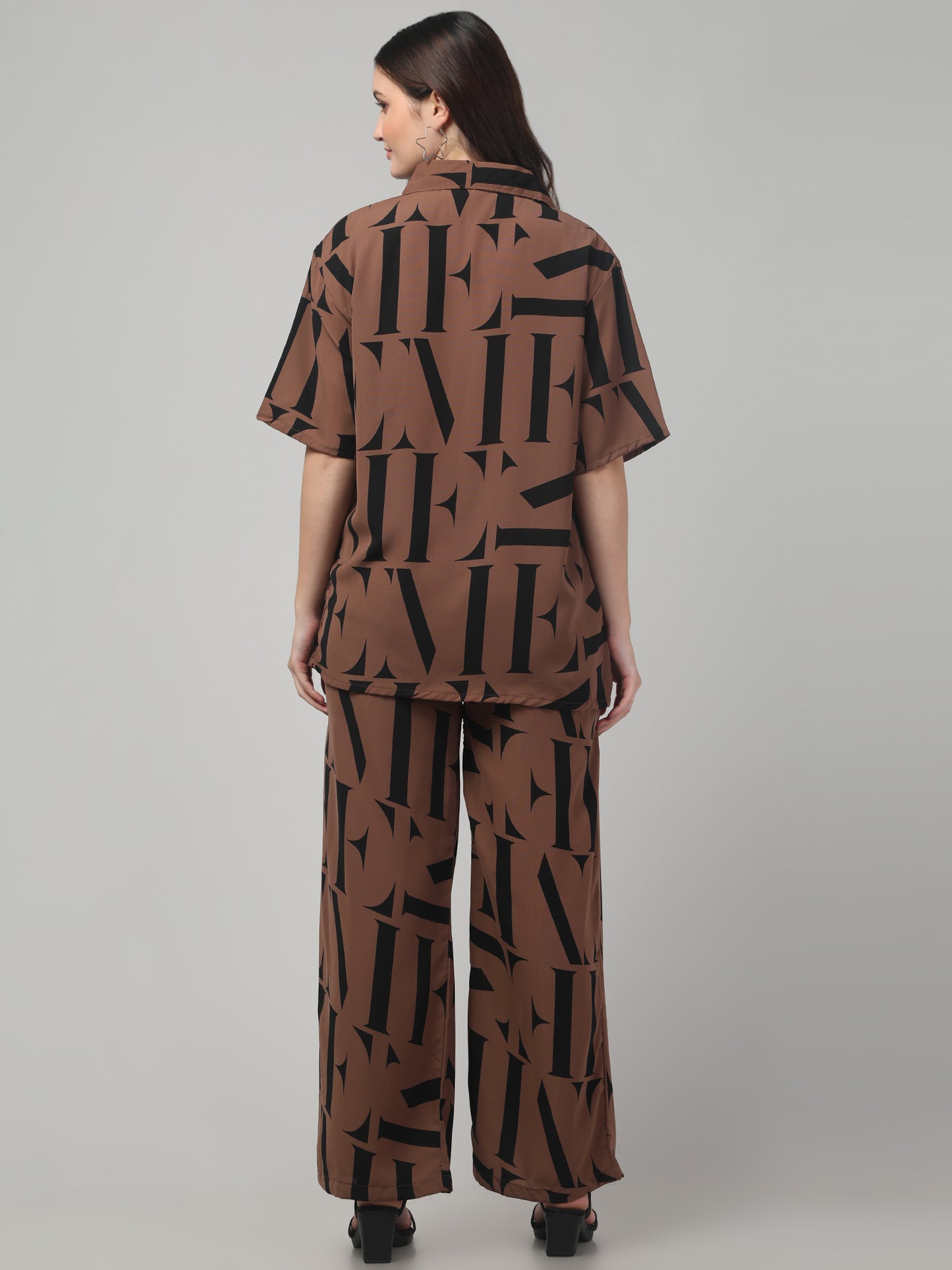 Brown Printed Co ord Set For Women