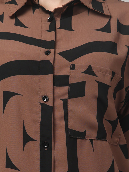 Brown Printed Co ord Set For Women