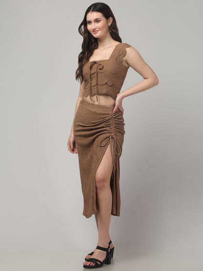 Brown Party Wear Co ord Set For Womens