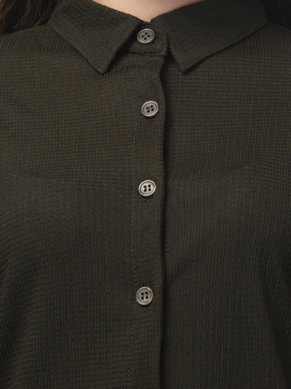 Olive Green Solid Co ord Set For Womens