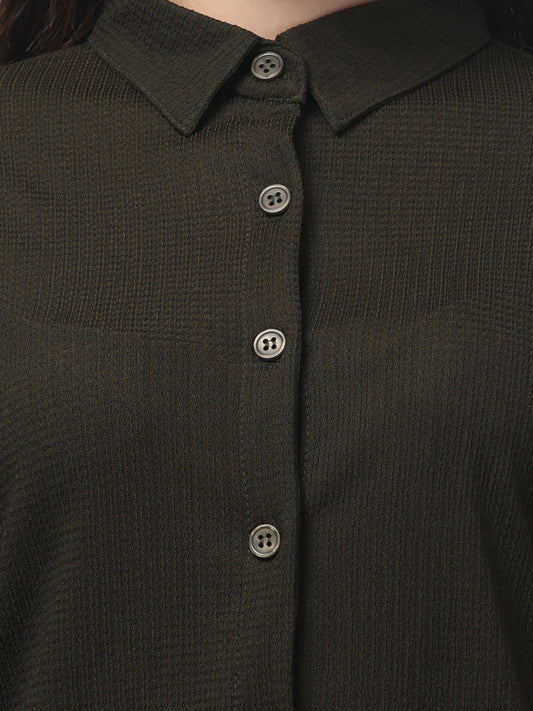 Olive Green Solid Co ord Set For Womens