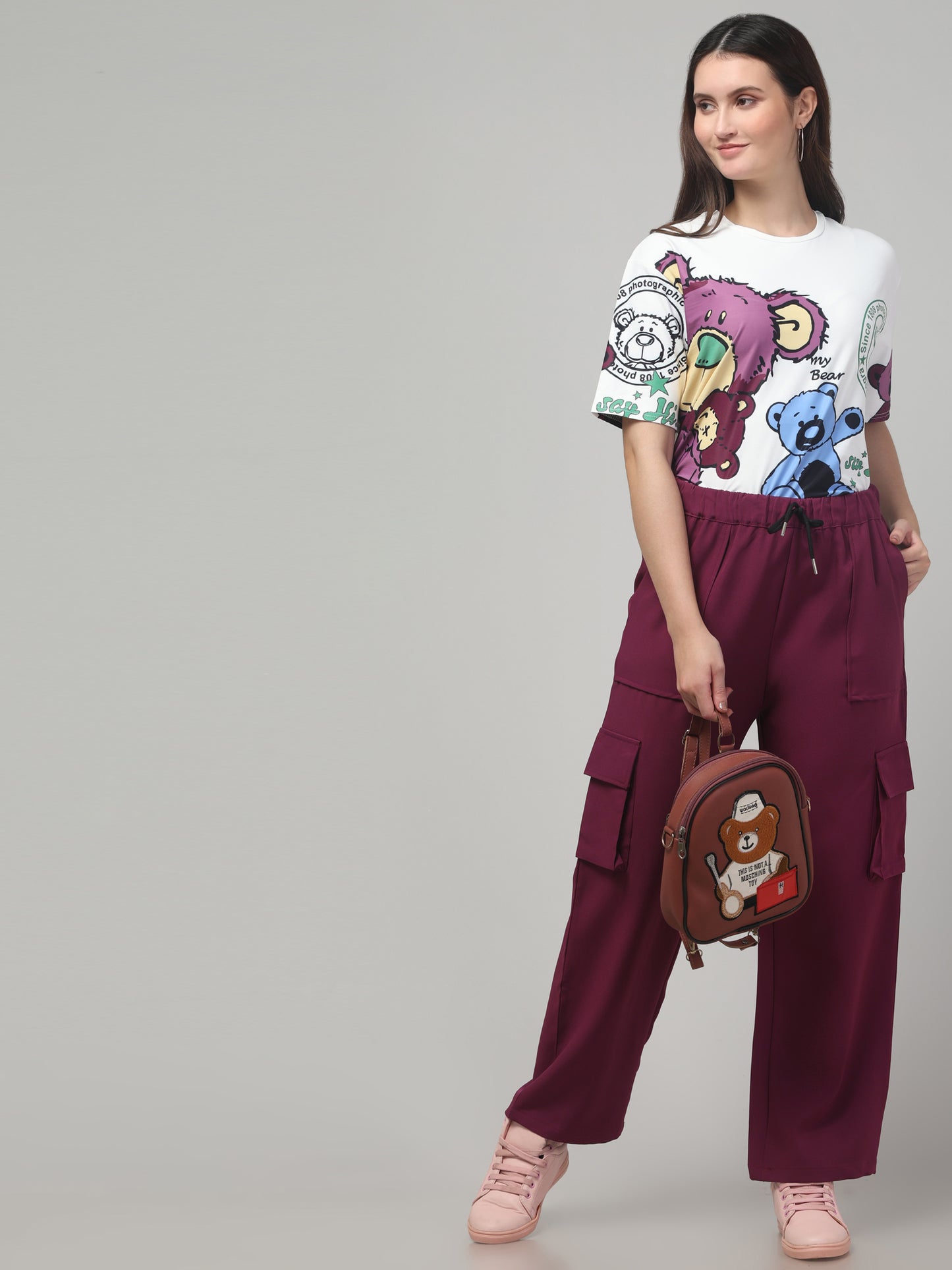 Maroon Printed Co ord Set for Womens