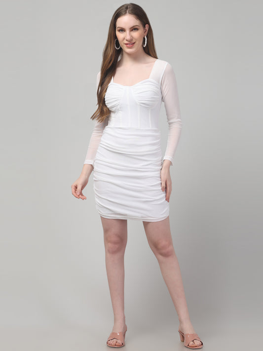 White Trendy Party Wear Dress For Womens