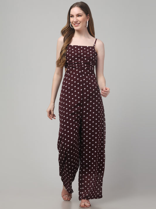 Maroon Sleeveless Jumpsuit For Womens