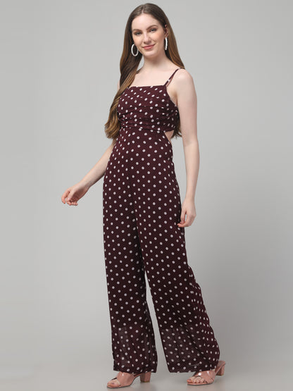 Maroon Sleeveless Jumpsuit For Womens